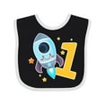thumbnail image 1 of Inktastic Rocket Spaceship Happy First Birthday Boys or Girls Baby Bib, 1 of 4