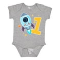 thumbnail image 1 of Inktastic Rocket Spaceship Happy First Birthday Boys or Girls Baby Bodysuit, 1 of 5