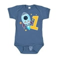 thumbnail image 1 of Inktastic Rocket Spaceship Happy First Birthday Boys or Girls Baby Bodysuit, 1 of 5
