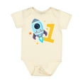 thumbnail image 1 of Inktastic Rocket Spaceship Happy First Birthday Boys or Girls Baby Bodysuit, 1 of 5