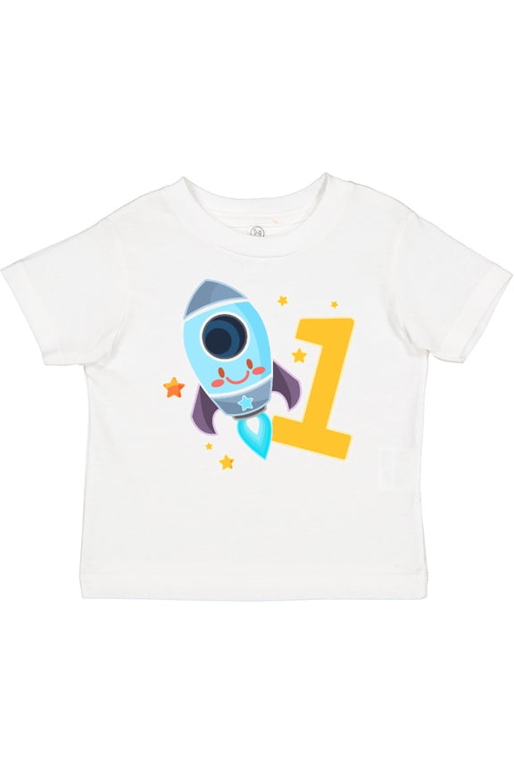 Rocket Spaceship Happy First Birthday Boys or Girls Baby T-Shirt