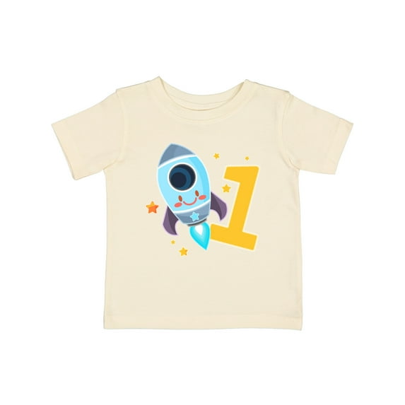 Inktastic Rocket Spaceship Happy First Birthday Boys or Girls Baby T-Shirt