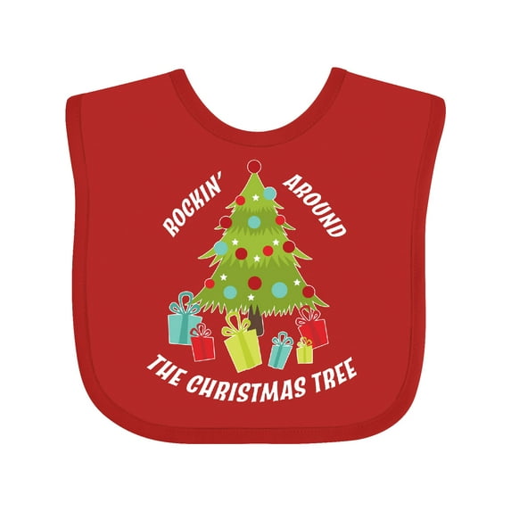 Inktastic Rockin' Around the Christmas Tree Boys or Girls Baby Bib