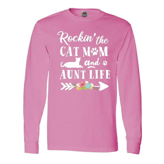 Inktastic Rockin' the Cat Mom and Aunt Life Long Sleeve T-Shirt