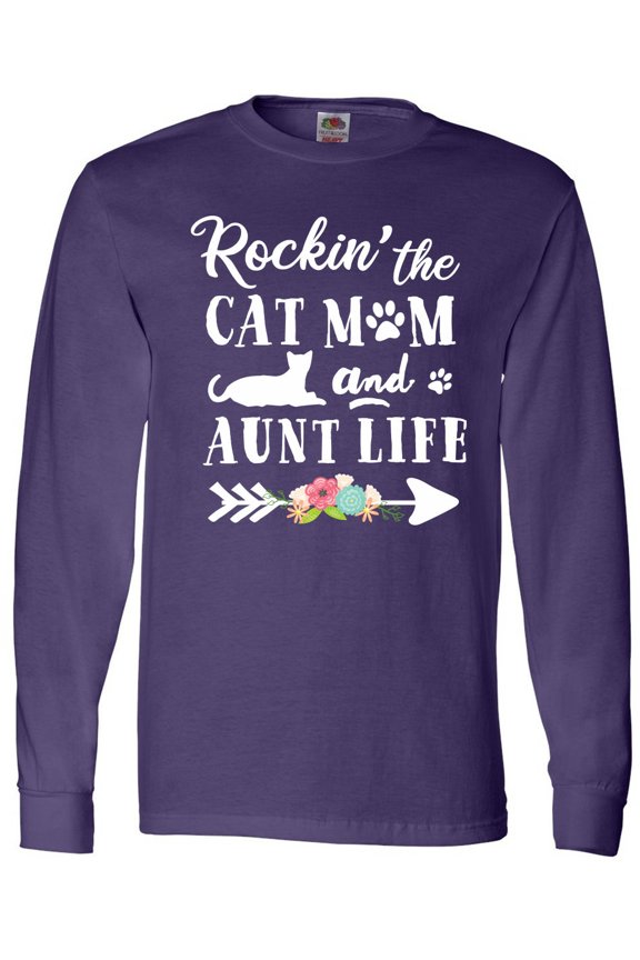 Rockin' the Cat Mom and Aunt Life Long Sleeve T-Shirt