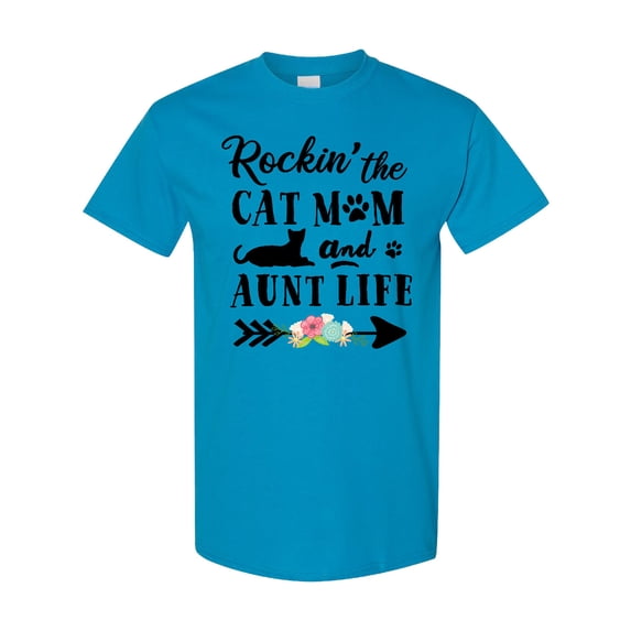 Inktastic Rockin' the Cat Mom and Aunt Life T-Shirt