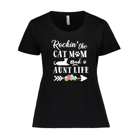 Inktastic Rockin' the Cat Mom and Aunt Life Women's Plus Size T-Shirt