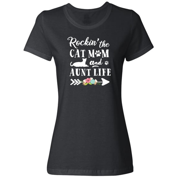 Inktastic Rockin' the Cat Mom and Aunt Life Women's T-Shirt