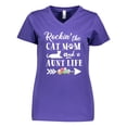thumbnail image 1 of Inktastic Rockin' the Cat Mom and Aunt Life Women's V-Neck T-Shirt, 1 of 5