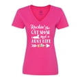 thumbnail image 1 of Inktastic Rockin' the Cat Mom and Aunt Life Women's V-Neck T-Shirt, 1 of 5