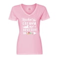 thumbnail image 1 of Inktastic Rockin' the Cat Mom and Aunt Life Women's V-Neck T-Shirt, 1 of 5