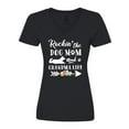 thumbnail image 1 of Inktastic Rockin' the Dog Mom and Grandma Life Women's V-Neck T-Shirt, 1 of 5