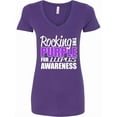 thumbnail image 1 of Inktastic Rocking the Purple for Lupus Awareness Women's V-Neck T-Shirt, 1 of 5