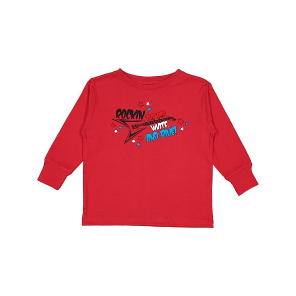 Inktastic Rocking the Red, White, and Blue Boys or Girls Long Sleeve Toddler T-Shirt