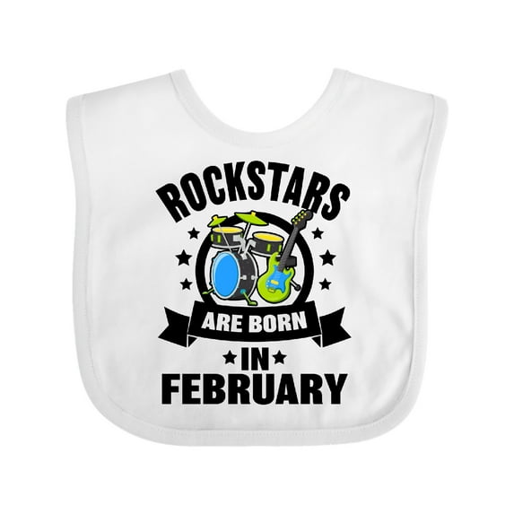 Inktastic Rockstars Are Born in February Birthday Boys or Girls Baby Bib