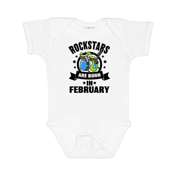Inktastic Rockstars are Born in February Birthday Boys or Girls Baby Bodysuit
