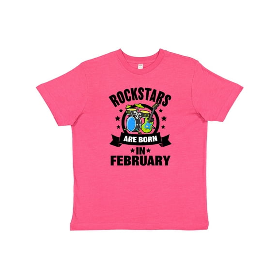 Inktastic Rockstars are Born in February Birthday Youth T-Shirt