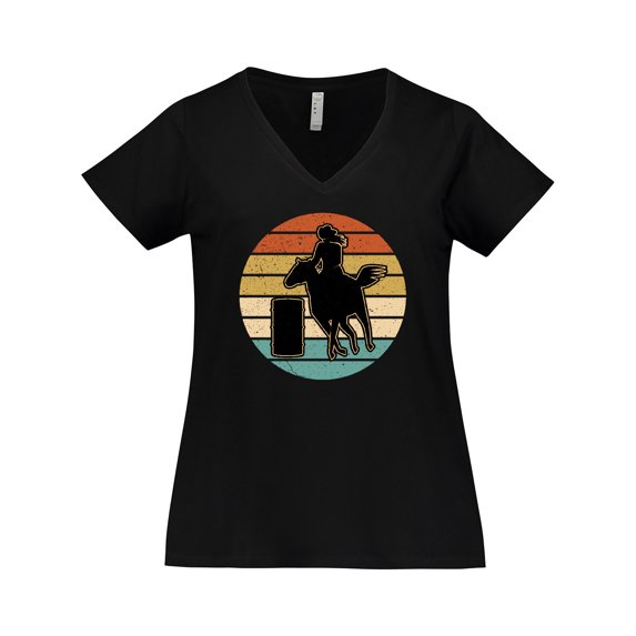 Inktastic Rodeo Barrel Racing Cowgirl Women's Plus Size V-Neck T-Shirt