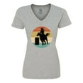 thumbnail image 1 of Inktastic Rodeo Barrel Racing Cowgirl Women's V-Neck T-Shirt, 1 of 5
