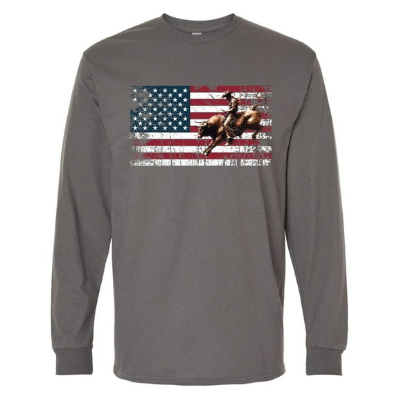 Inktastic Rodeo Bull Riding Patriotic Long Sleeve T-Shirt