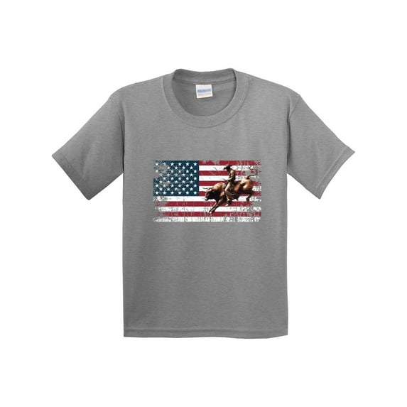 Inktastic Rodeo Bull Riding Patriotic Youth T-Shirt