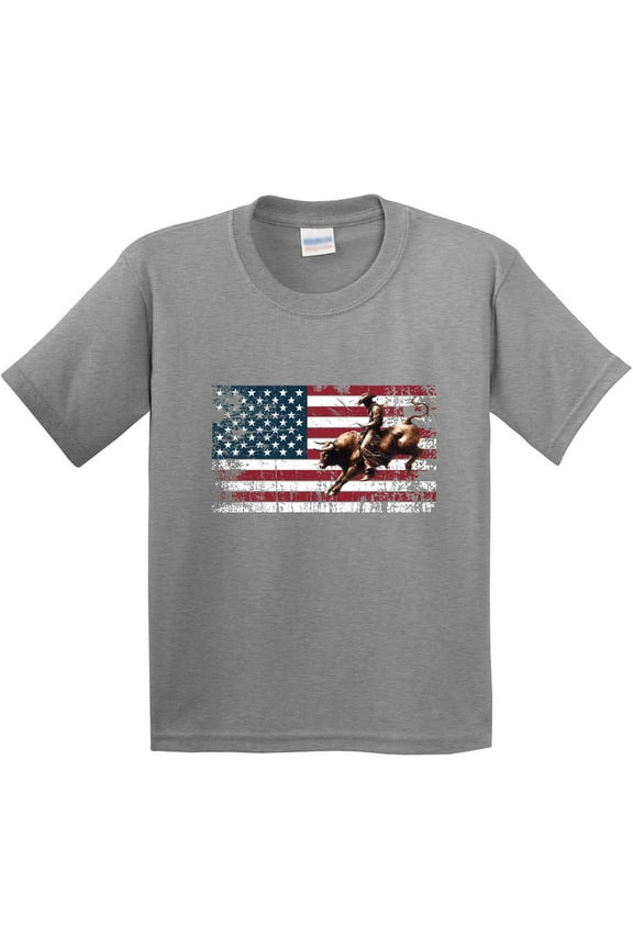 Rodeo Bull Riding Patriotic Youth T-Shirt