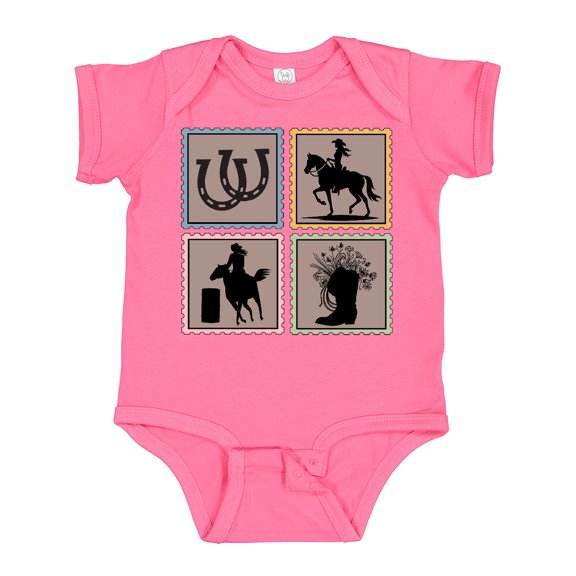 Inktastic Rodeo Cowgirl Stamps Girls Baby Bodysuit
