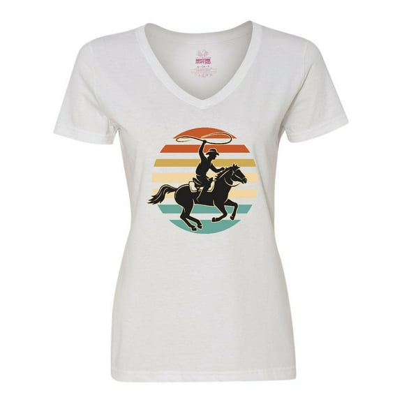 Inktastic Rodeo Team Roping Cowboy Women's V-Neck T-Shirt