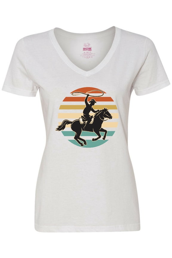Rodeo Team Roping Cowboy Women's V-Neck T-Shirt