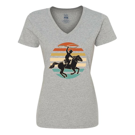 Inktastic Rodeo Team Roping Cowboy Women's V-Neck T-Shirt