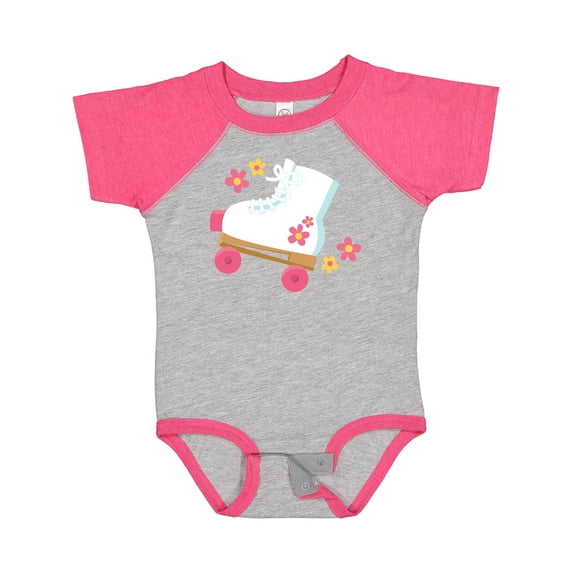 Inktastic Roller Skate Flowers Girls Baby Bodysuit