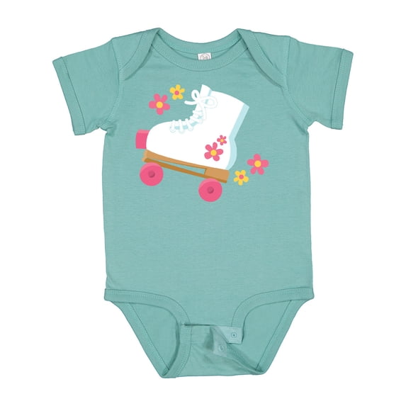 Inktastic Roller Skate Flowers Girls Baby Bodysuit