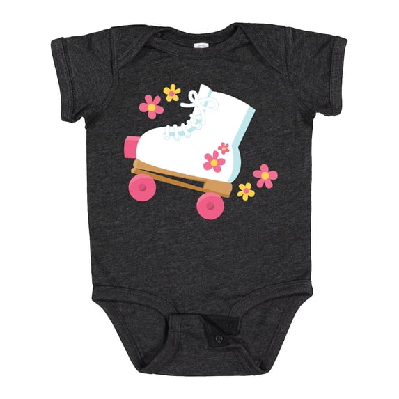 Inktastic Roller Skate Flowers Girls Baby Bodysuit
