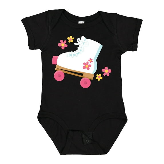 Inktastic Roller Skate Flowers Girls Baby Bodysuit