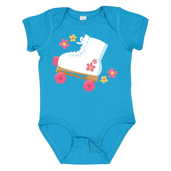 Inktastic Roller Skate Flowers Girls Baby Bodysuit