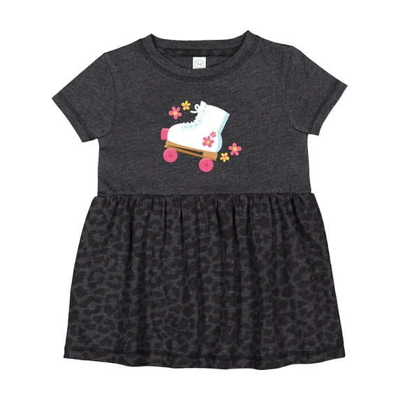 Inktastic Roller Skate Flowers Girls Baby Dress