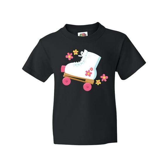 Inktastic Roller Skate Flowers Youth T-Shirt