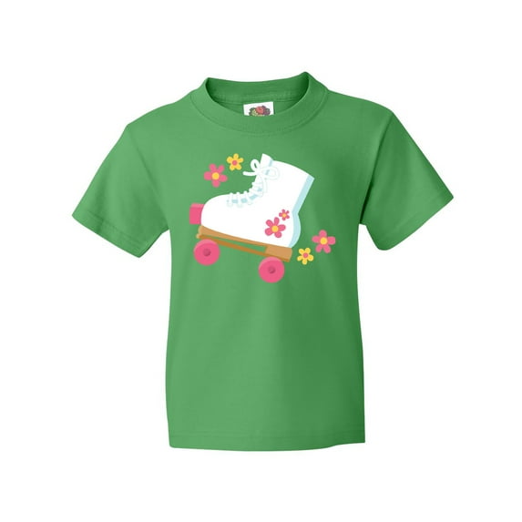 Inktastic Roller Skate Flowers Youth T-Shirt