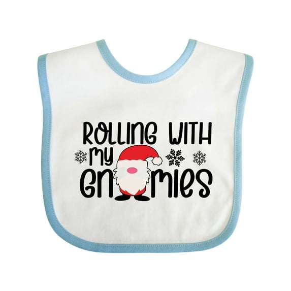 Inktastic Rolling with My Gnomies Cute Christmas Gnome in Hat Boys or Girls Baby Bib