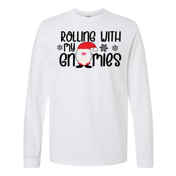 Inktastic Rolling with My Gnomies Cute Christmas Gnome in Hat Long Sleeve T-Shirt
