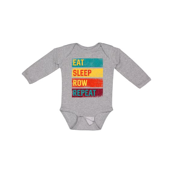 Inktastic Rowing Team Eat Sleep Row Repeat Boys or Girls Long Sleeve Baby Bodysuit