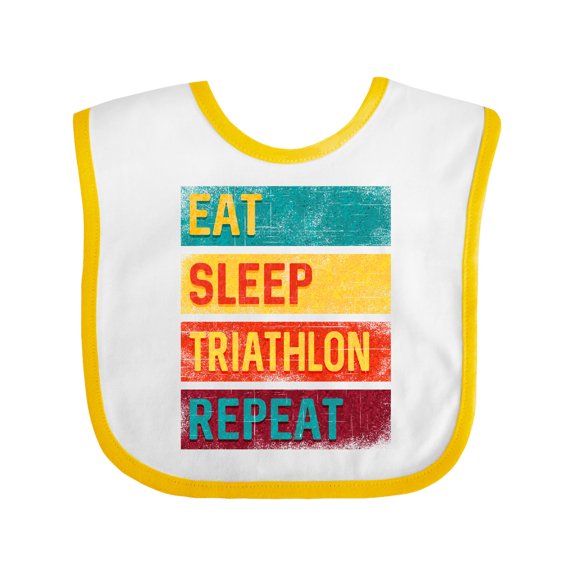 Inktastic Running Eat Sleep Triathlon Repeat Boys or Girls Baby Bib