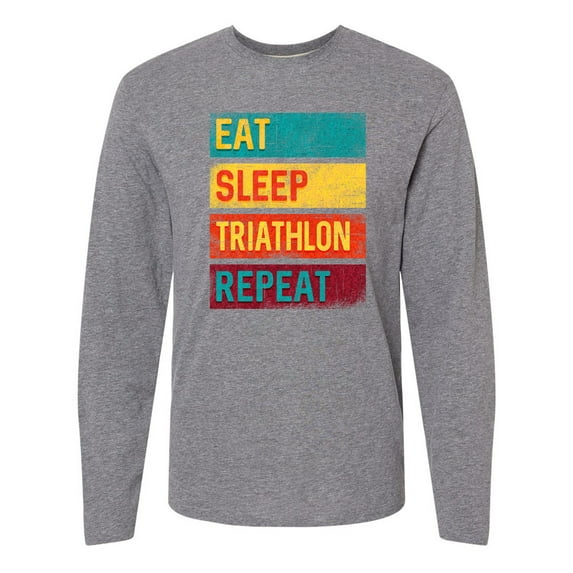 Inktastic Running Eat Sleep Triathlon Repeat Long Sleeve T-Shirt