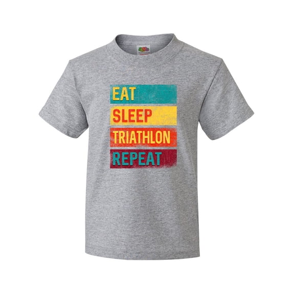 Inktastic Running Eat Sleep Triathlon Repeat Youth T-Shirt