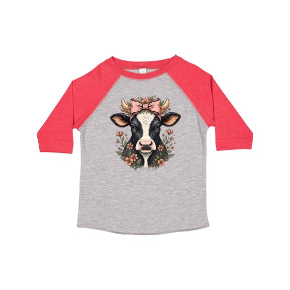 Inktastic Rustic Cow Flowered Bow Girls Toddler T-Shirt