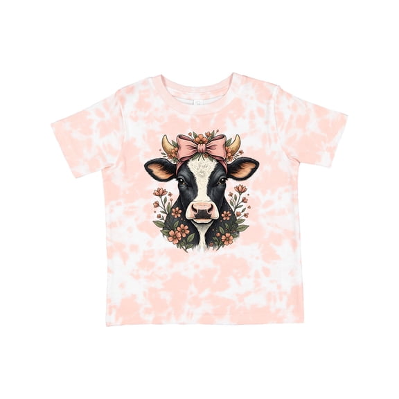 Inktastic Rustic Cow Flowered Bow Girls Toddler T-Shirt