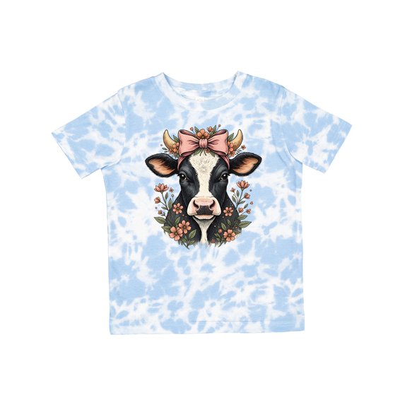 Inktastic Rustic Cow Flowered Bow Girls Toddler T-Shirt
