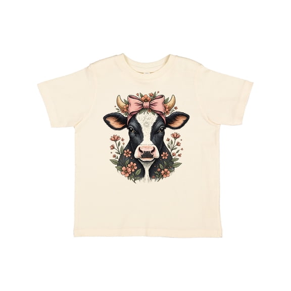 Inktastic Rustic Cow Flowered Bow Girls Toddler T-Shirt