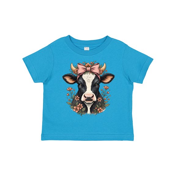 Inktastic Rustic Cow Flowered Bow Girls Toddler T-Shirt