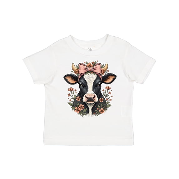 Inktastic Rustic Cow Flowered Bow Girls Toddler T-Shirt